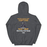 USS Yorktown (CVS-10) 1966 WESTPAC/VIETNAM Unisex Hoodie – back view, heather