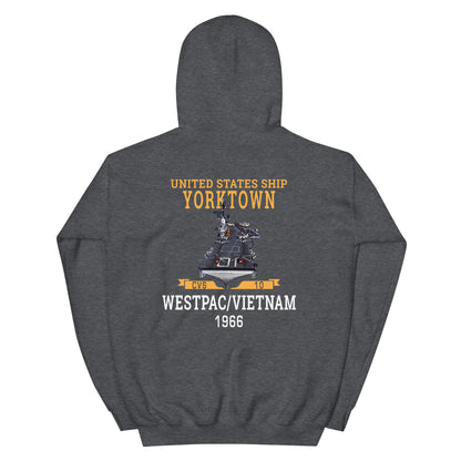 USS Yorktown (CVS-10) 1966 WESTPAC/VIETNAM Unisex Hoodie – back view, heather