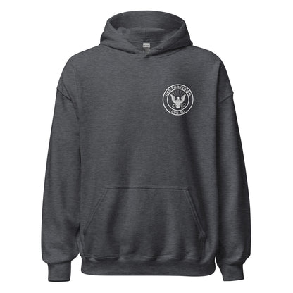 USS Yorktown (CVS-10) 1964-65 WESTPAC/VIETNAM Unisex Hoodie – front view, heather