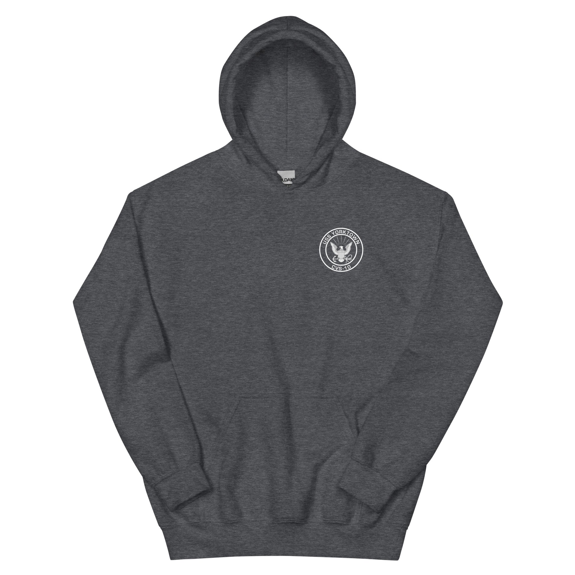 USS Yorktown (CVS-10) 1966 WESTPAC/VIETNAM Unisex Hoodie – front view, heather