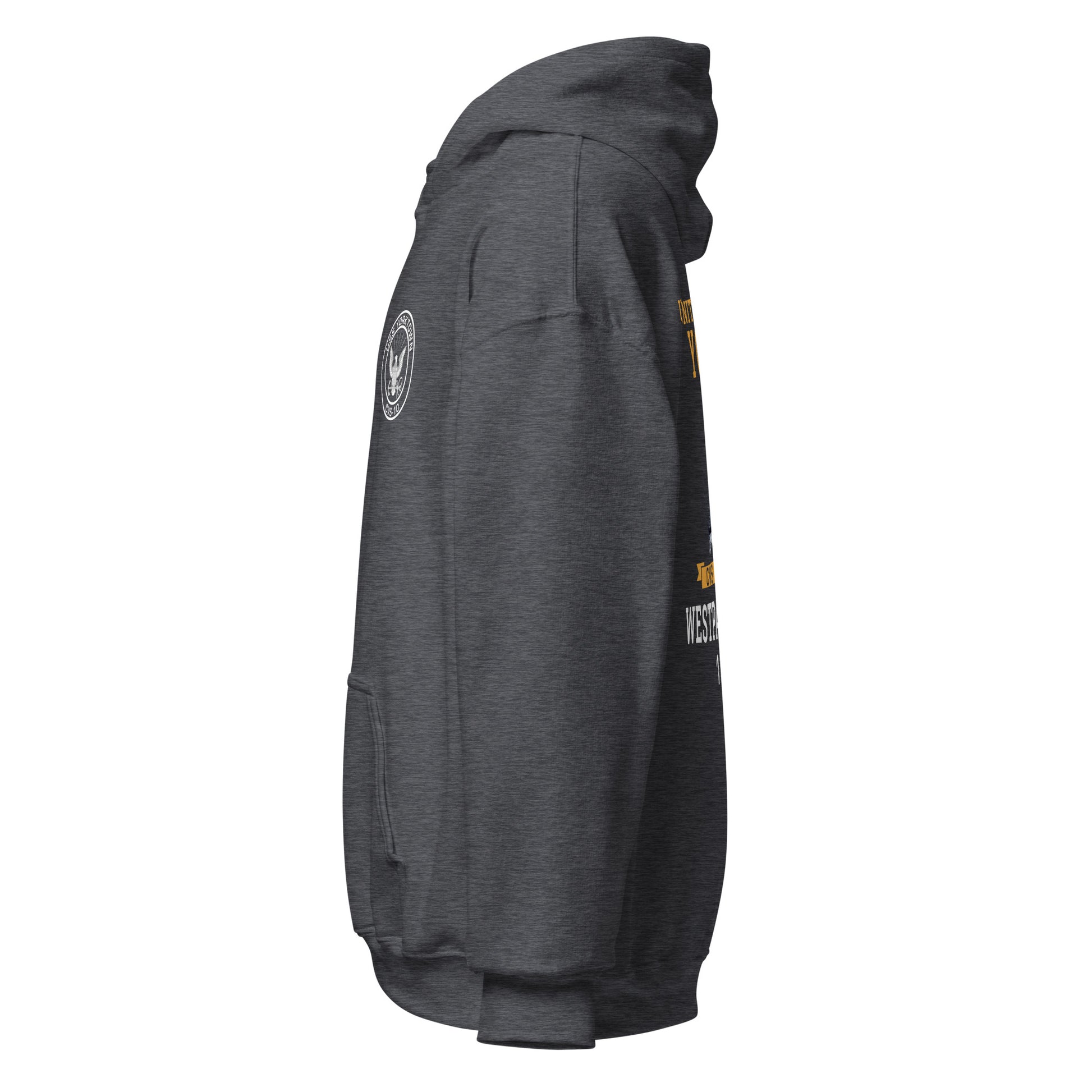 USS Yorktown (CVS-10) 1964-65 WESTPAC/VIETNAM Unisex Hoodie – left view, heather