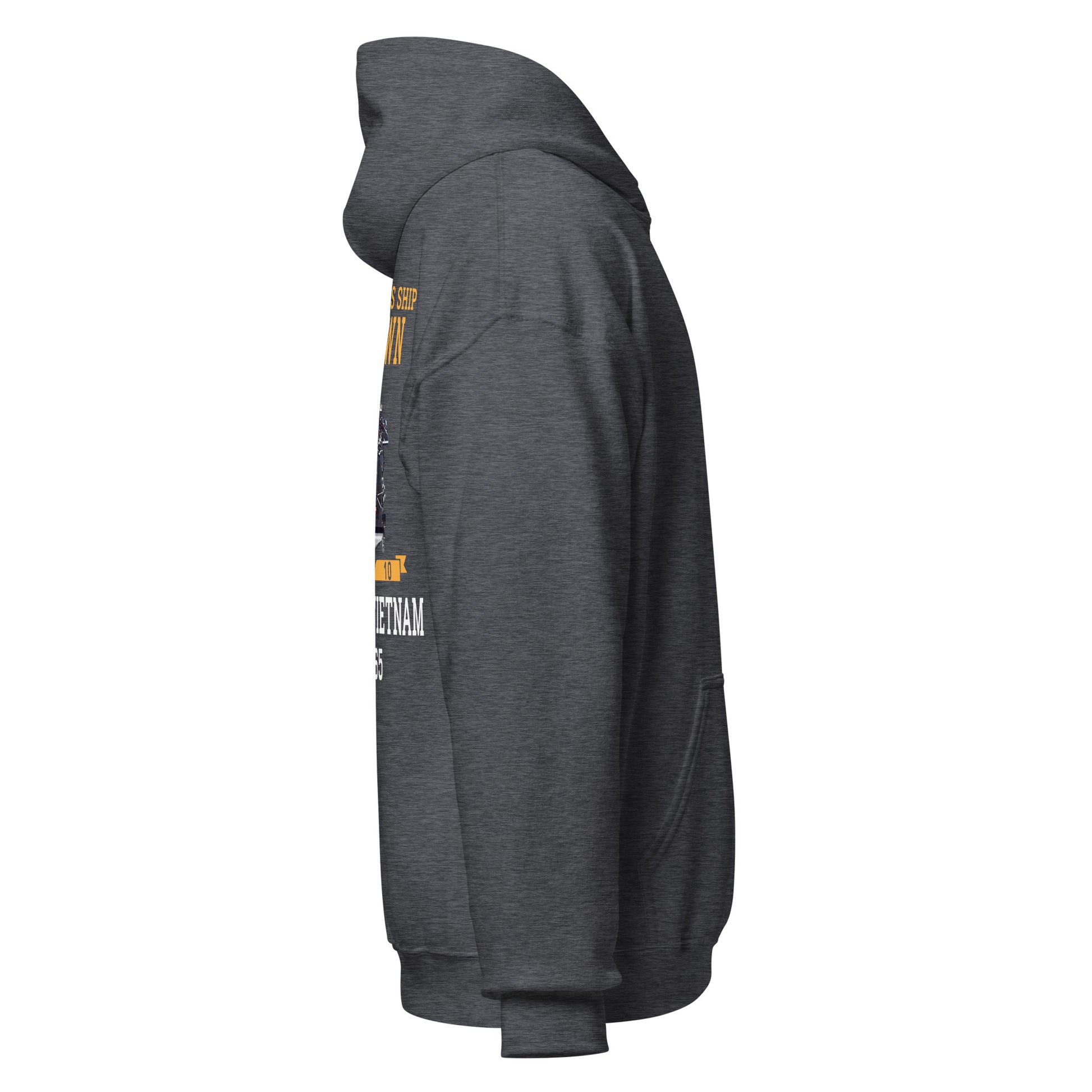 USS Yorktown (CVS-10) 1964-65 WESTPAC/VIETNAM Unisex Hoodie – right view, heather