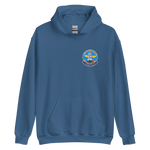 USS Bonhomme Richard (CVA-31) Ship's Crest Hoodie – front view, indigo