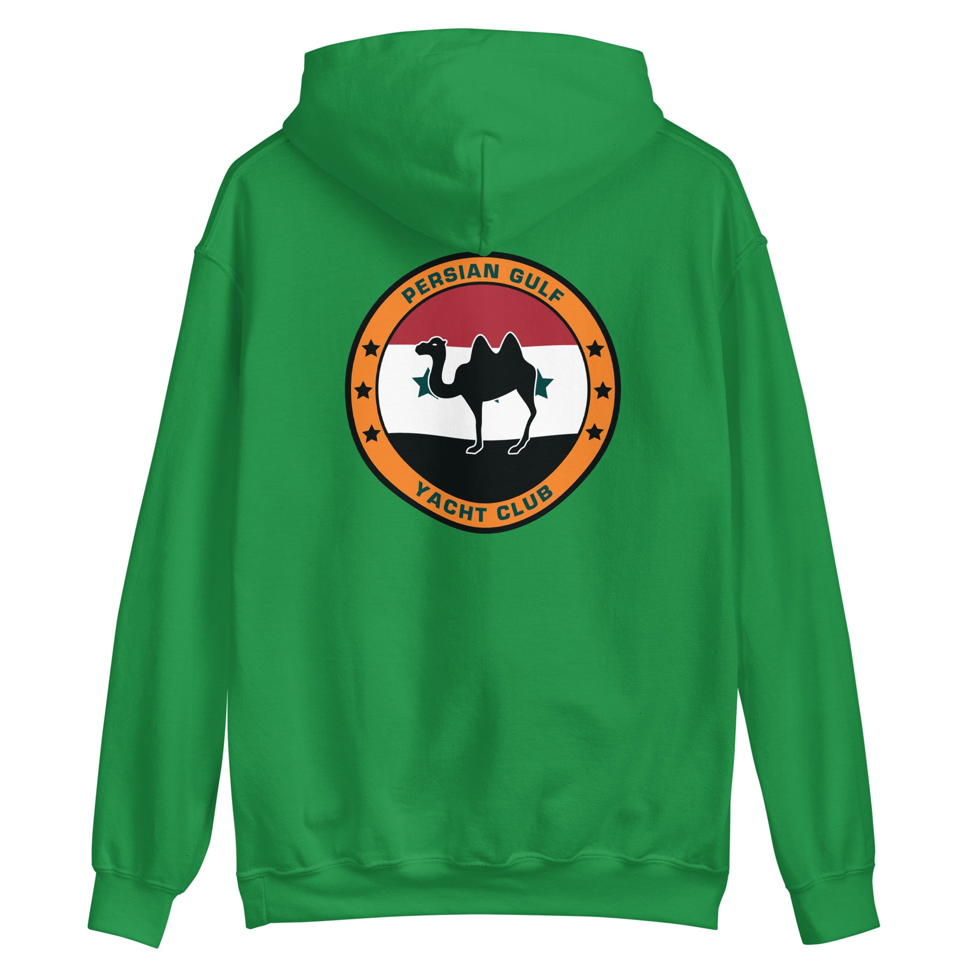 USS Dwight D. Eisenhower (CVN-69) Persian Gulf Yacht Club Hoodie – back view, irish green