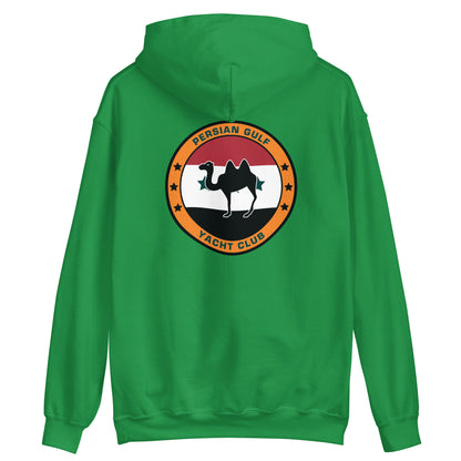 USS Dwight D. Eisenhower (CVN-69) Persian Gulf Yacht Club Hoodie – back view, irish green