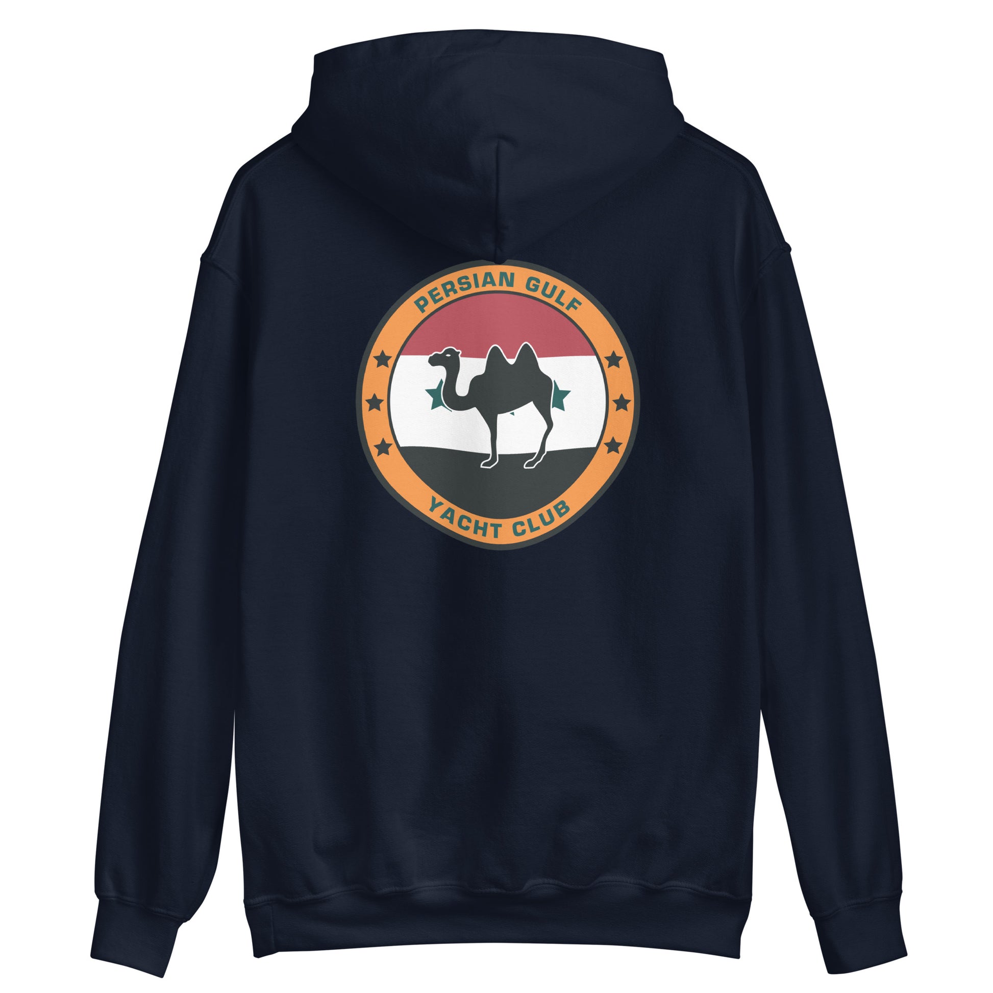 USS Dwight D. Eisenhower (CVN-69) Persian Gulf Yacht Club Hoodie – back view, navy
