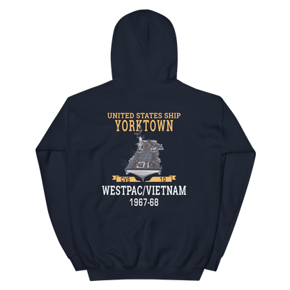 USS Yorktown (CVS-10) 1967-68 WESTPAC/VIETNAM Unisex Hoodie – back view, navy