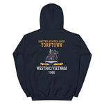 USS Yorktown (CVS-10) 1966 WESTPAC/VIETNAM Unisex Hoodie – back view, navy