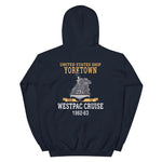 USS Yorktown (CVS-10) 1962-63 WESTPAC Unisex Hoodie – back view, navy