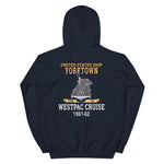 USS Yorktown (CVS-10) 1961-62 WESTPAC Unisex Hoodie – back view, navy