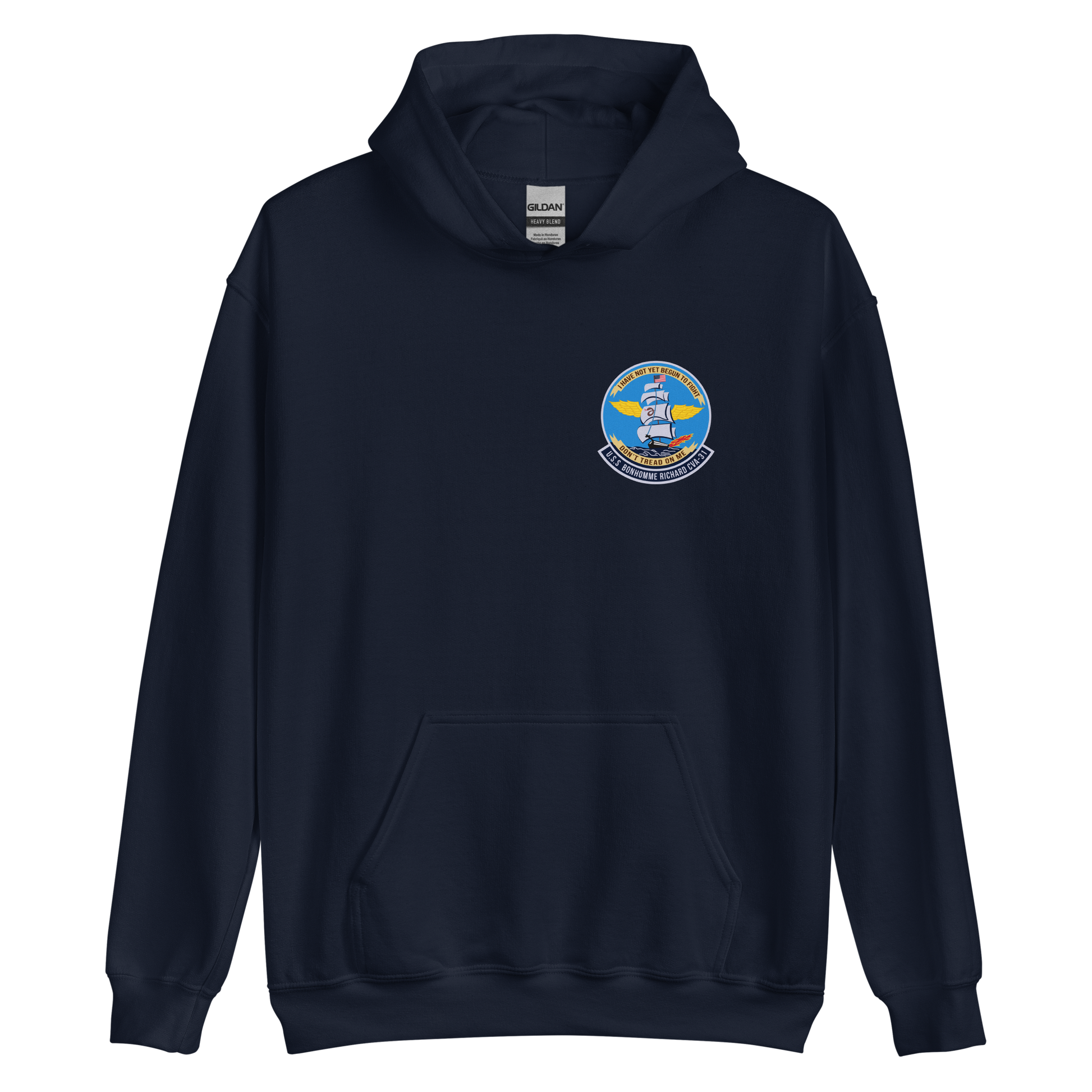 USS Bonhomme Richard (CVA-31) Ship's Crest Hoodie – front view, navy