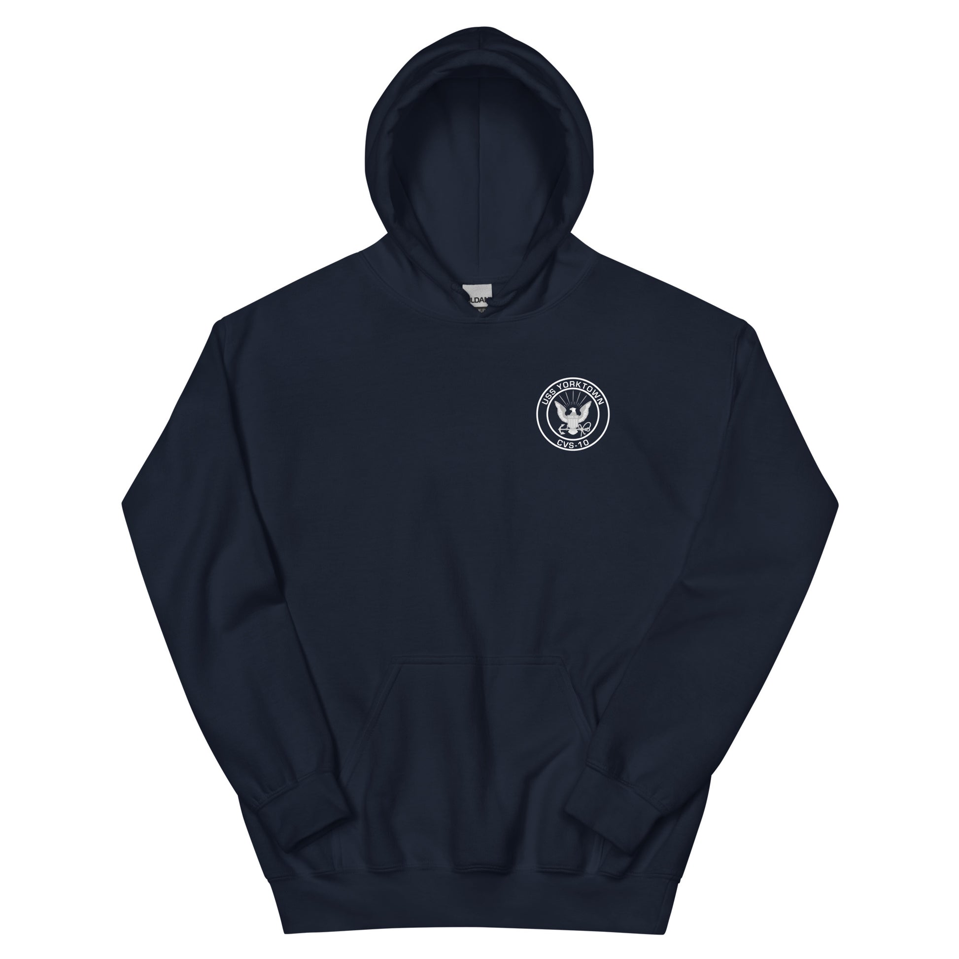 USS Yorktown (CVS-10) 1961-62 WESTPAC Unisex Hoodie – front view, navy