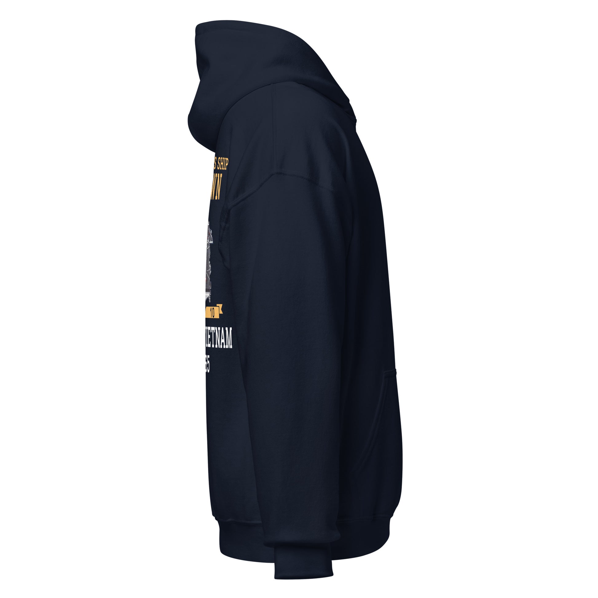 USS Yorktown (CVS-10) 1964-65 WESTPAC/VIETNAM Unisex Hoodie – right view, navy