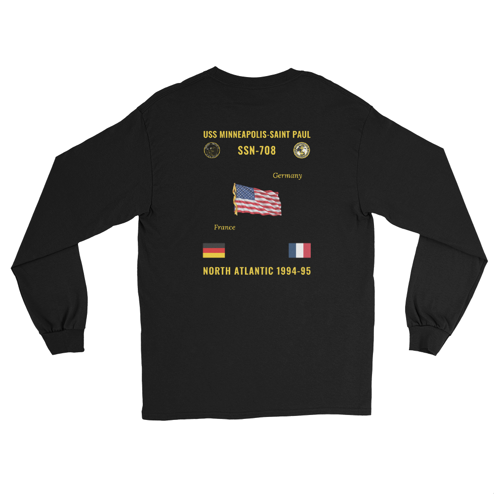 USS Minneapolis-Saint Paul (SSN-708) 1994-95 North Atlantic Long Sleeve Cruise Shirt