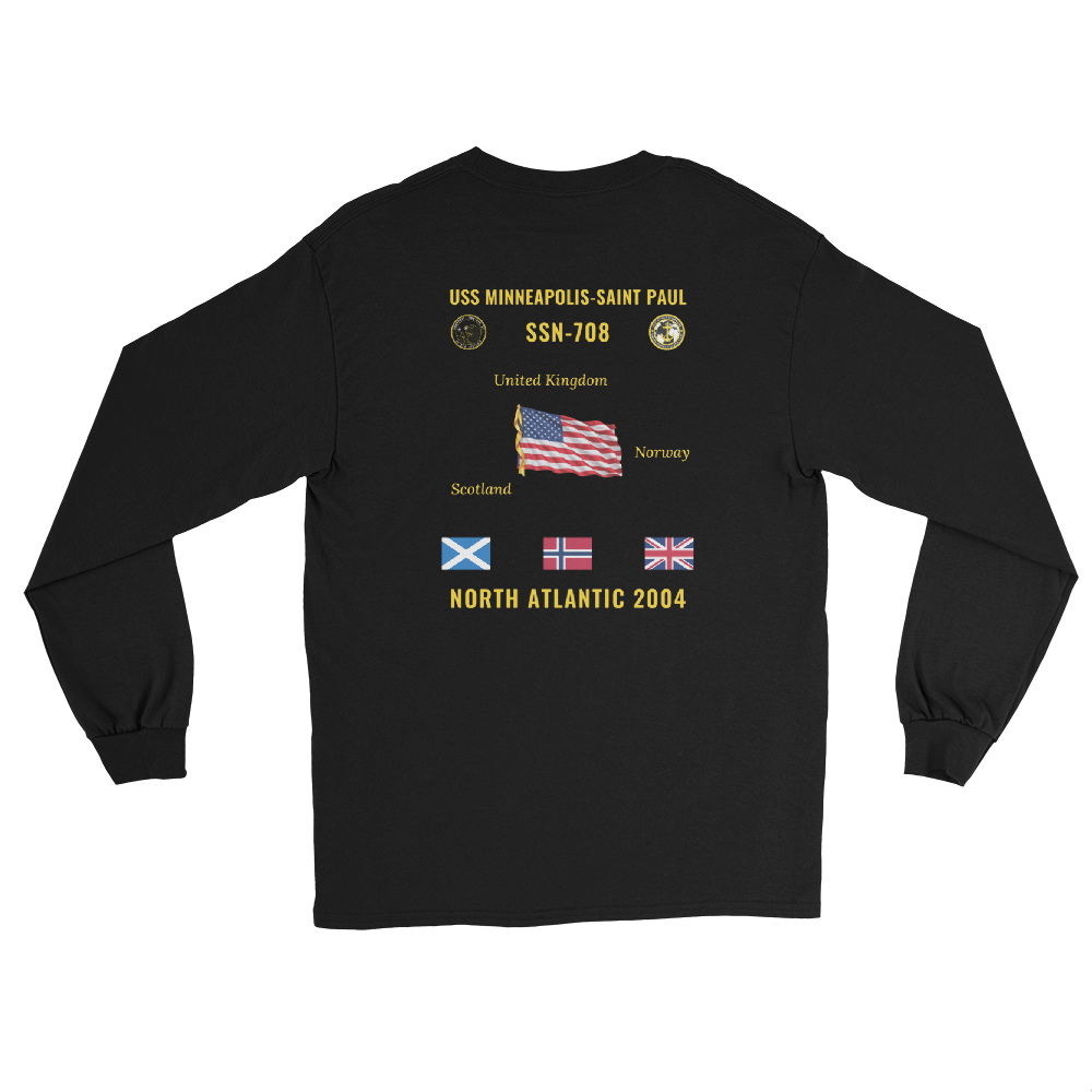 USS Minneapolis-Saint Paul (SSN-708) 2004 North Atlantic Long Sleeve Cruise Shirt