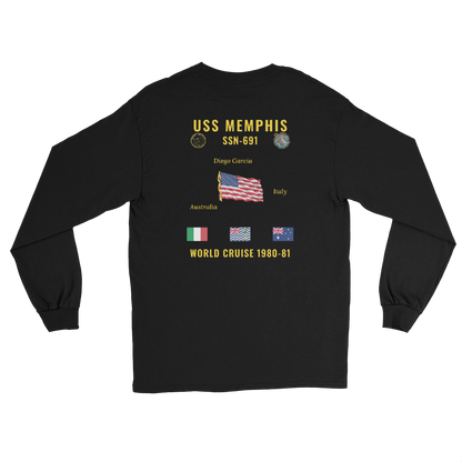 USS Memphis (SSN-691) 1980-81 World Long Sleeve Cruise Shirt
