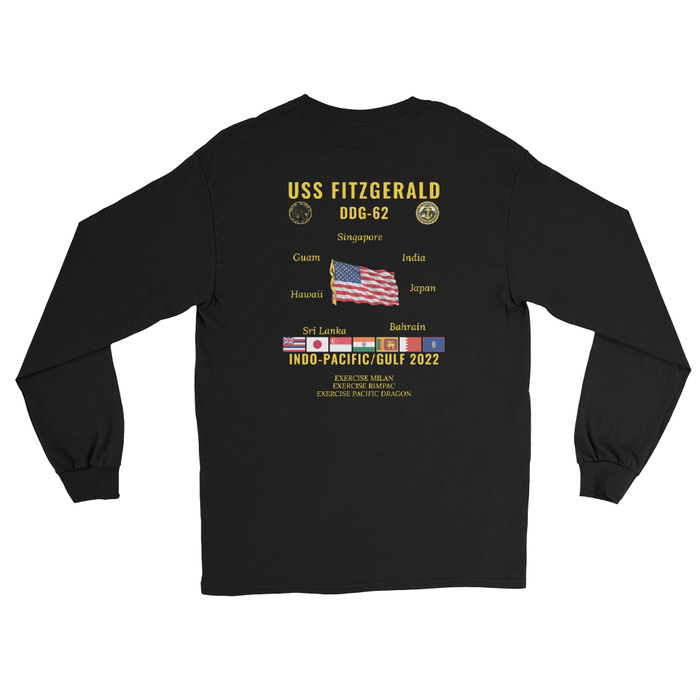 USS Fitzgerald (DDG-62) 2022 Indo-pacific/Gulf Long Sleeve Cruise Shirt