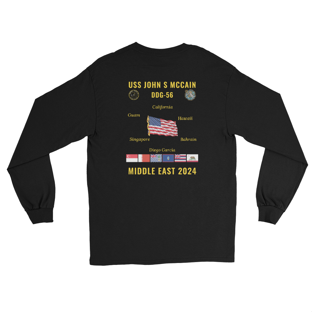 USS John S McCain (DDG-56) 2024 Middle East Long Sleeve Cruise Shirt