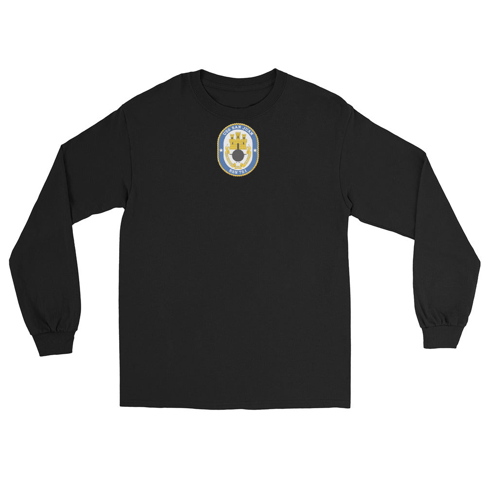 USS San Juan (SSN-751) Ship's Crest Long Sleeve Shirt – front view, black
