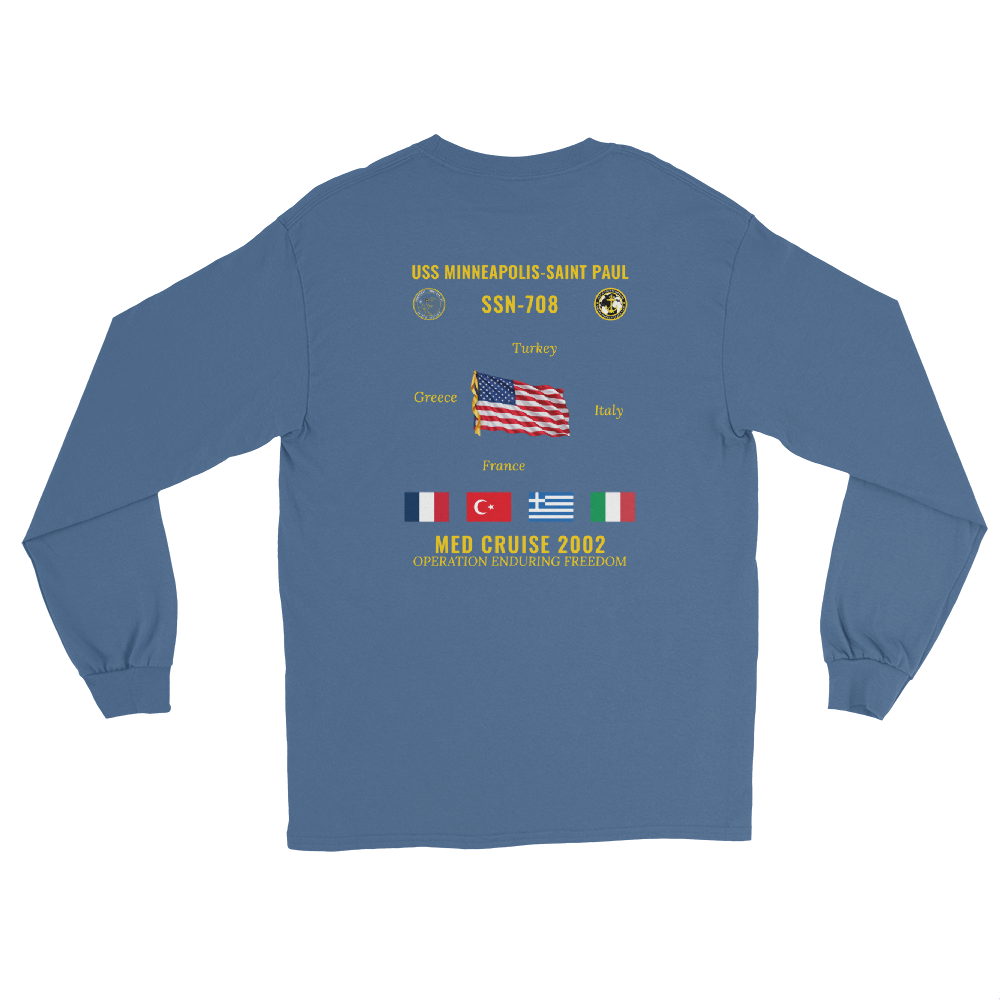 USS Minneapolis-Saint Paul (SSN-708) 2002 Med Long Sleeve Cruise Shirt
