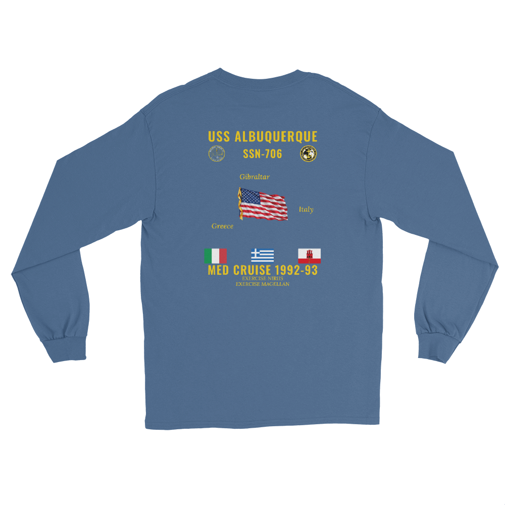 USS Albuquerque (SSN-706) 1992-93 Med Long Sleeve Cruise Shirt