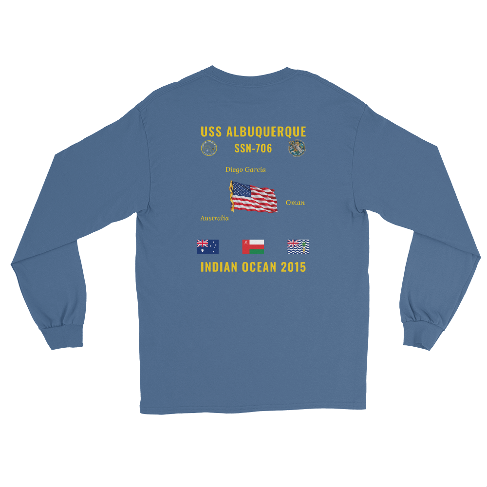 USS Albuquerque (SSN-706) 2015 Indian Ocean Long Sleeve Cruise Shirt