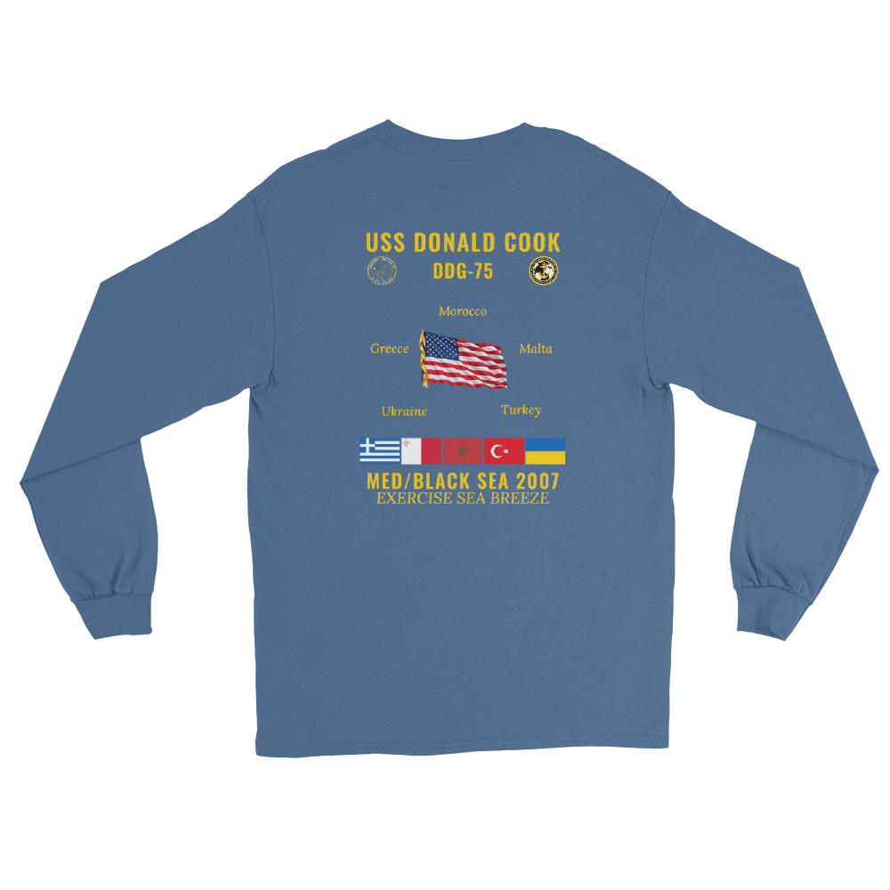 USS Donald Cook (DDG-75) 2007 Med/Black Sea Long Sleeve Cruise Shirt