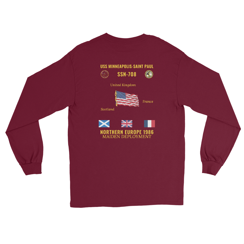 USS Minneapolis-Saint Paul (SSN-708) 1986 Northern Europe Long Sleeve Cruise Shirt