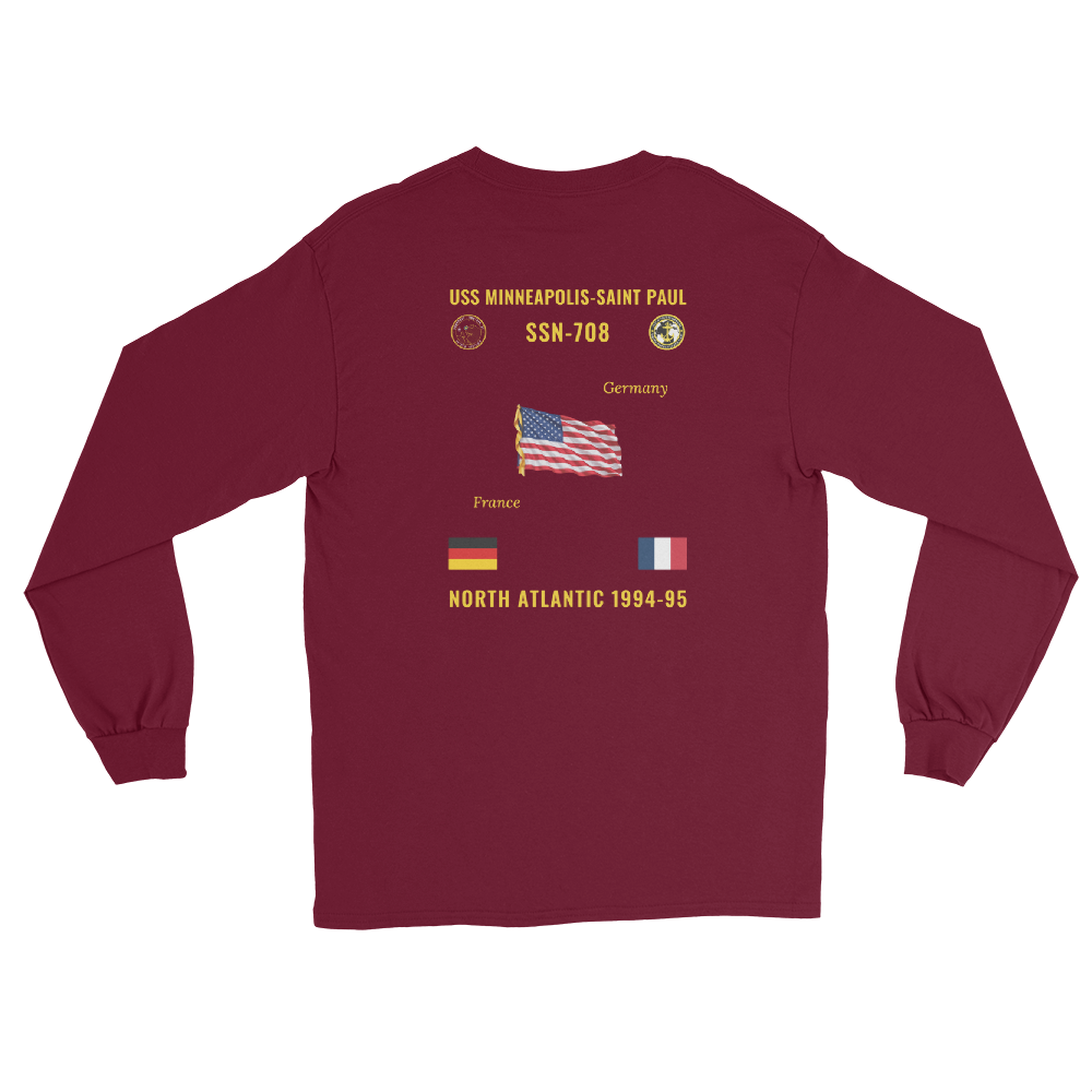 USS Minneapolis-Saint Paul (SSN-708) 1994-95 North Atlantic Long Sleeve Cruise Shirt