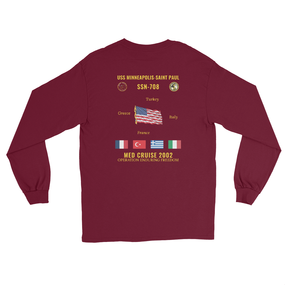 USS Minneapolis-Saint Paul (SSN-708) 2002 Med Long Sleeve Cruise Shirt