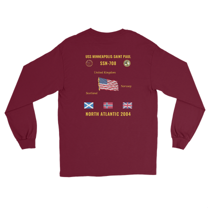 USS Minneapolis-Saint Paul (SSN-708) 2004 North Atlantic Long Sleeve Cruise Shirt
