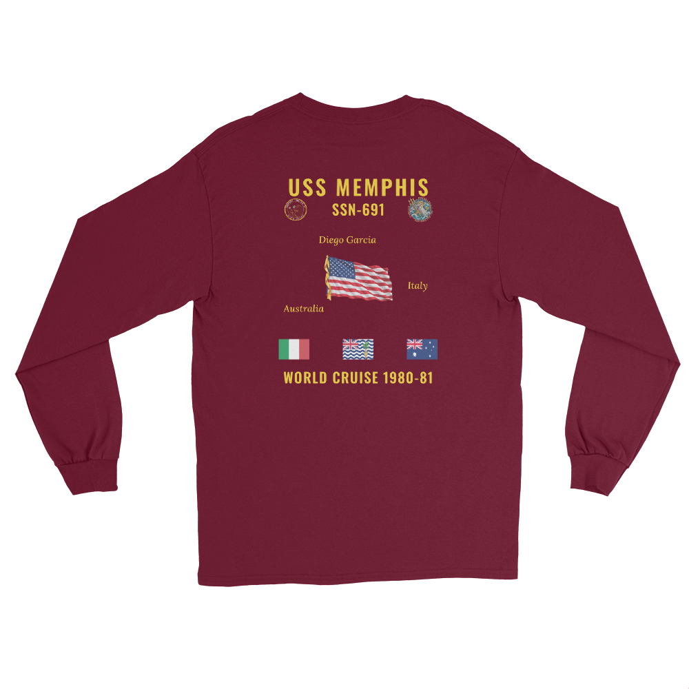 USS Memphis (SSN-691) 1980-81 World Long Sleeve Cruise Shirt
