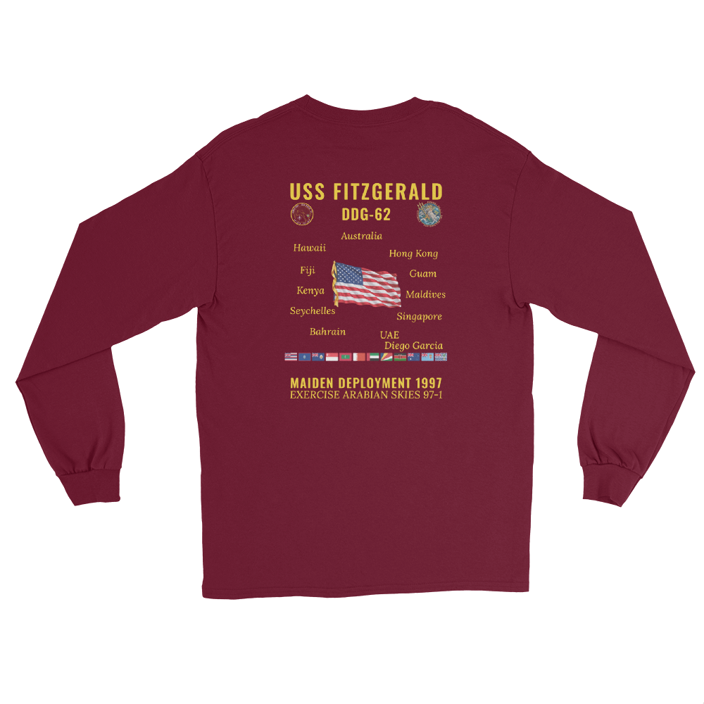 USS Fitzgerald (DDG-62) 1997 Maiden Deployment Long Sleeve Cruise Shirt