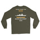 USS Kidd (DDG-100) 2009 MAIDEN DEPLOYMENT Long Sleeve T-Shirt – back view, military green