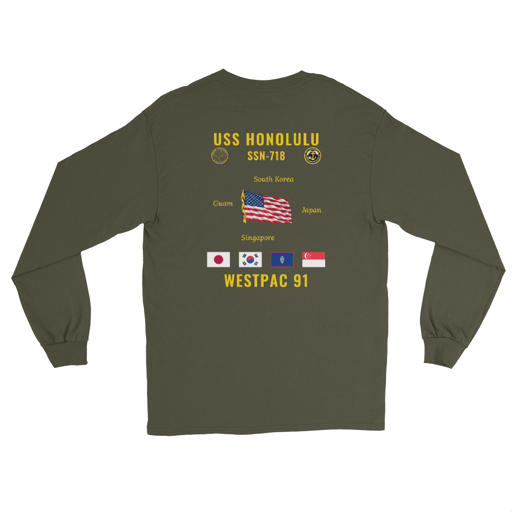 USS Honolulu (SSN-718) 1991 WestPac Long Sleeve Cruise Shirt