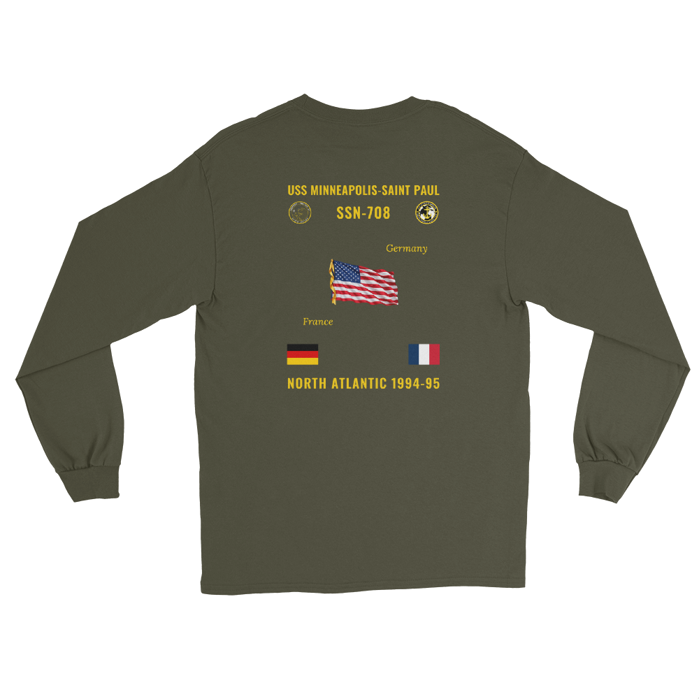 USS Minneapolis-Saint Paul (SSN-708) 1994-95 North Atlantic Long Sleeve Cruise Shirt