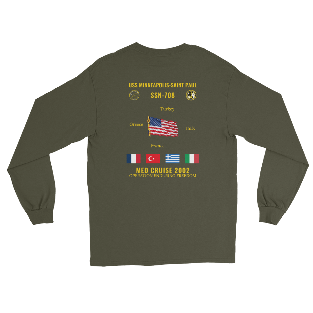 USS Minneapolis-Saint Paul (SSN-708) 2002 Med Long Sleeve Cruise Shirt