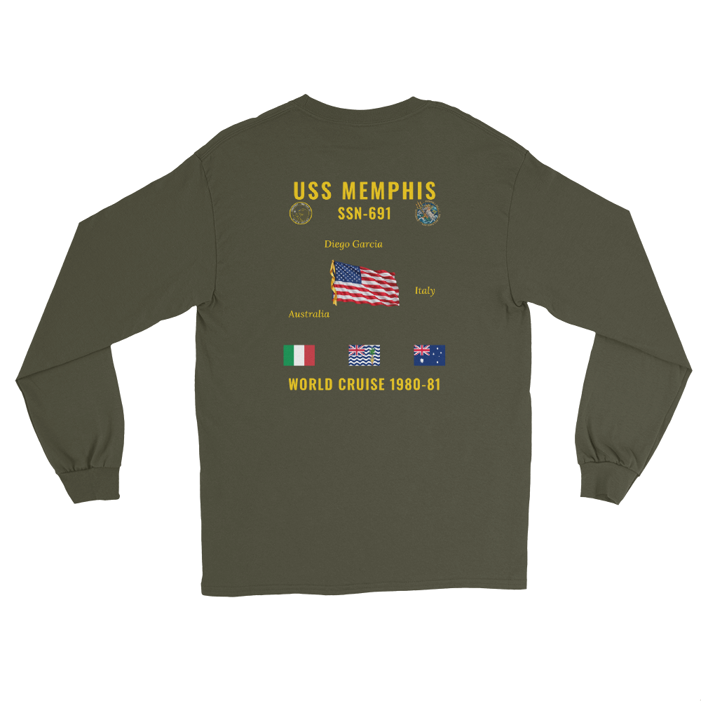 USS Memphis (SSN-691) 1980-81 World Long Sleeve Cruise Shirt