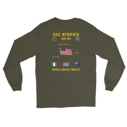 USS Memphis (SSN-691) 1980-81 World Long Sleeve Cruise Shirt