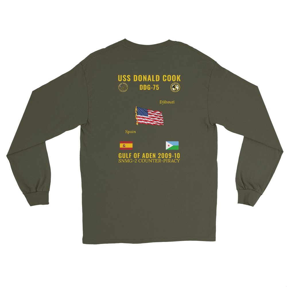 USS Donald Cook (DDG-75) 2009-10 Gulf Of Aden Long Sleeve Cruise Shirt