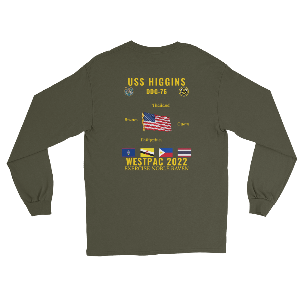 USS Higgins (DDG-76) 2022 WestPac Long Sleeve Cruise Shirt