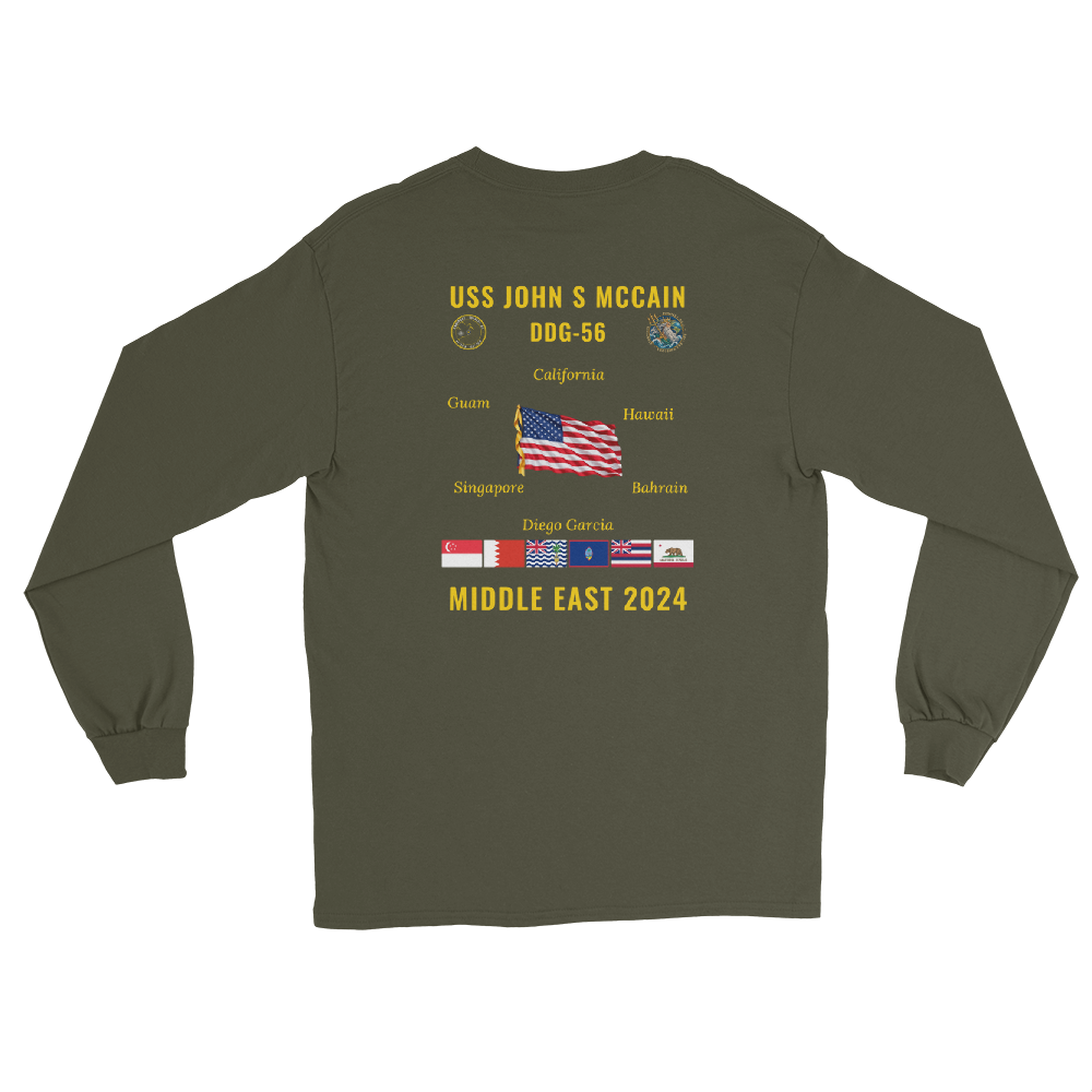 USS John S McCain (DDG-56) 2024 Middle East Long Sleeve Cruise Shirt
