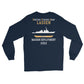 USS Lassen (DDG-82) 2003 MAIDEN DEPLOYMENT Long Sleeve T-Shirt – back view, navy