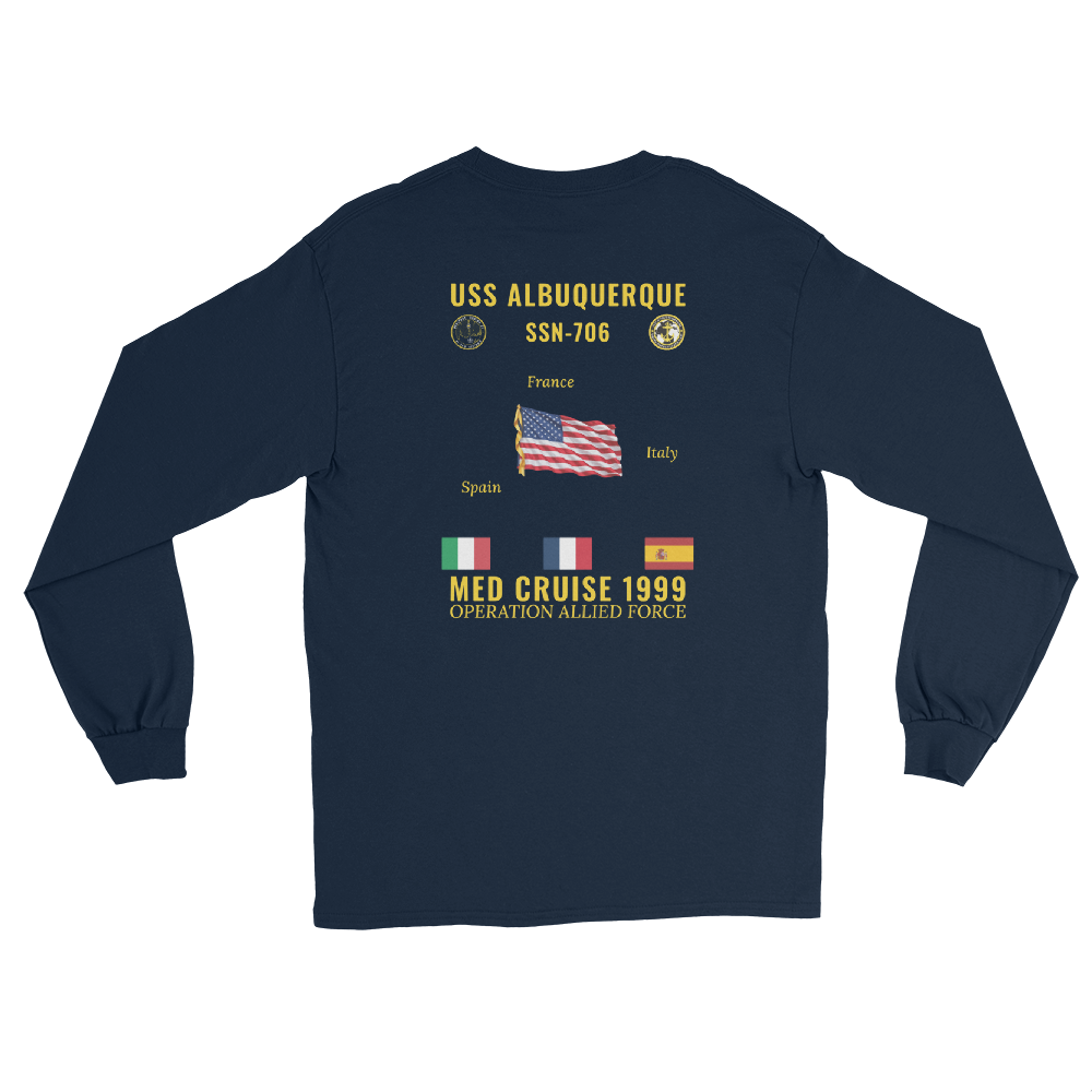USS Albuquerque (SSN-706) 1999 Med Long Sleeve Cruise Shirt