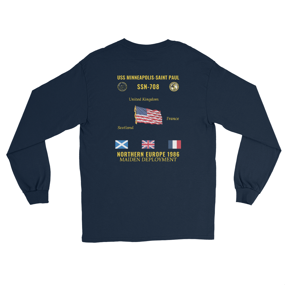 USS Minneapolis-Saint Paul (SSN-708) 1986 Northern Europe Long Sleeve Cruise Shirt