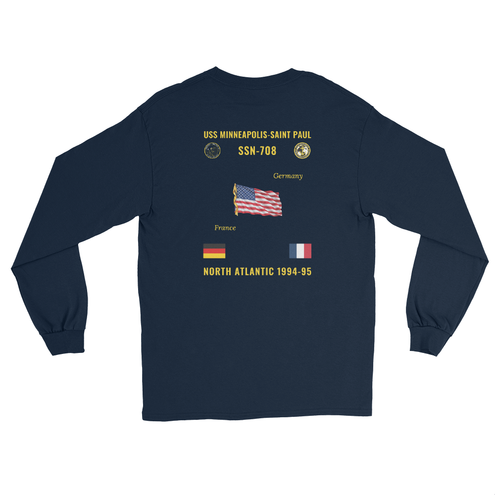USS Minneapolis-Saint Paul (SSN-708) 1994-95 North Atlantic Long Sleeve Cruise Shirt