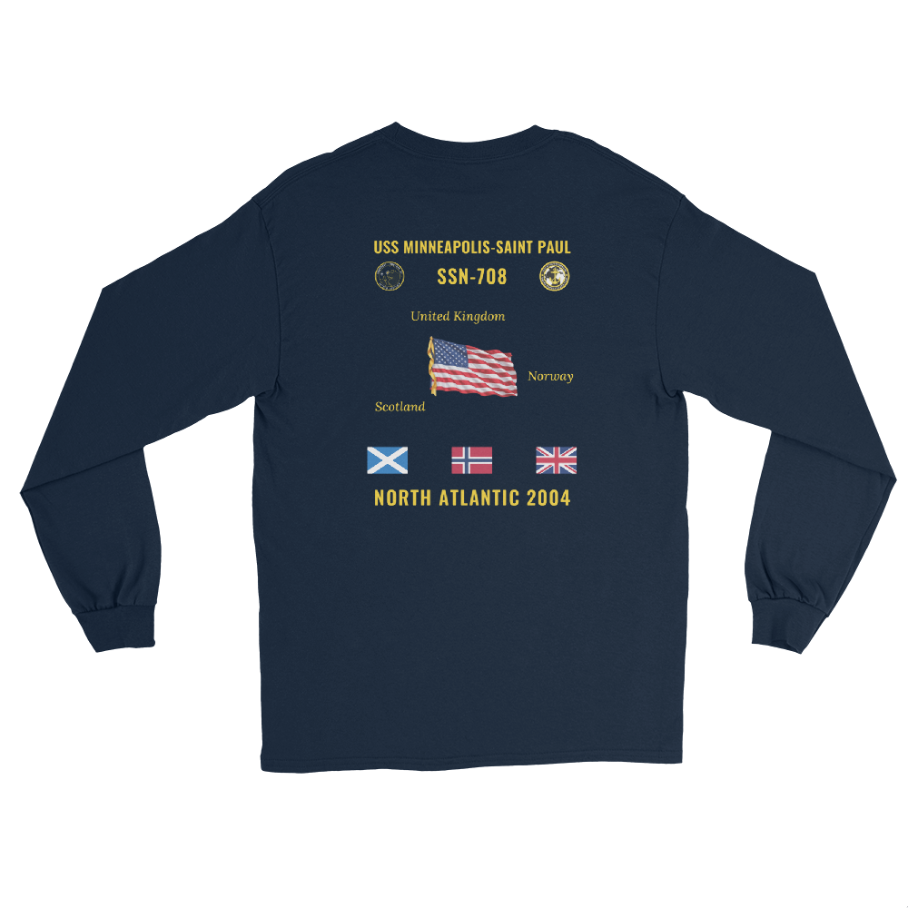 USS Minneapolis-Saint Paul (SSN-708) 2004 North Atlantic Long Sleeve Cruise Shirt