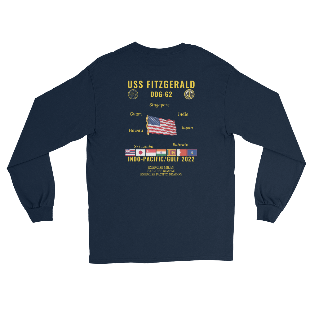 USS Fitzgerald (DDG-62) 2022 Indo-pacific/Gulf Long Sleeve Cruise Shirt
