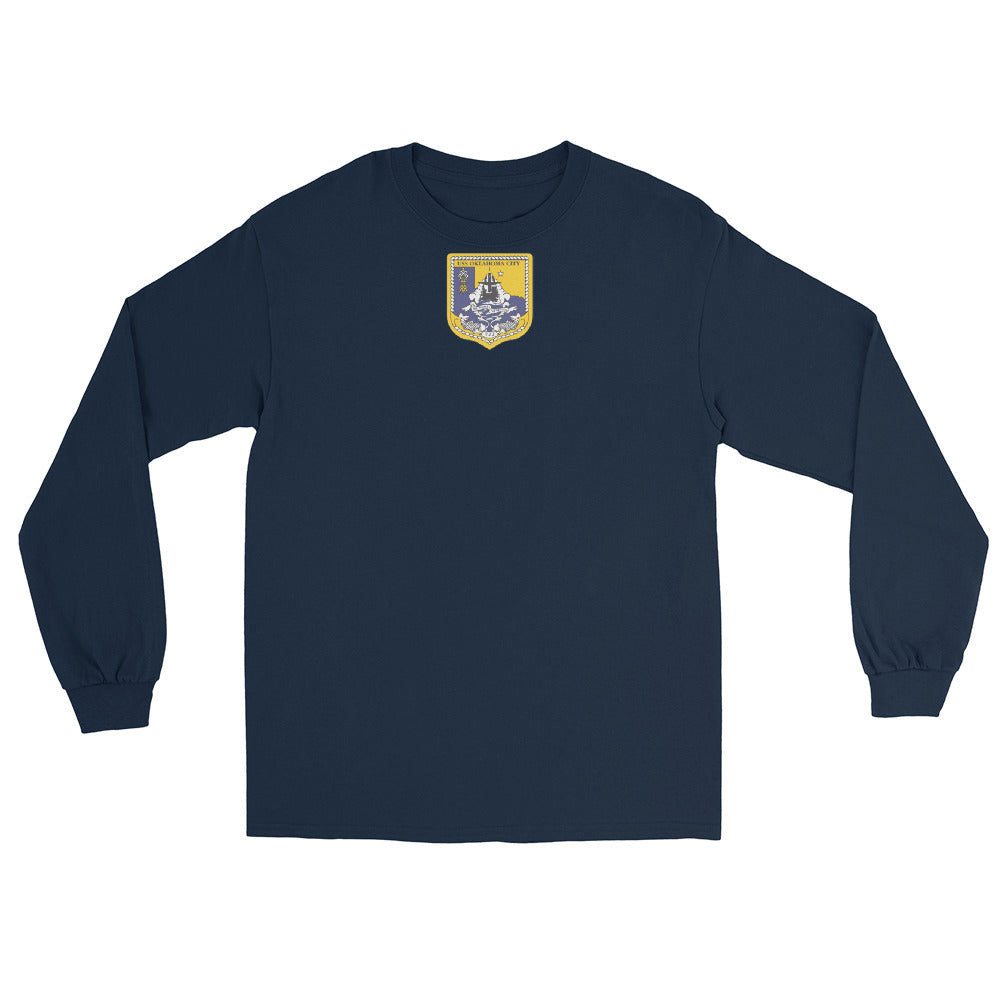 USS Oklahoma City (SSN-723) Ship's Crest Long Sleeve Shirt – front view, navy