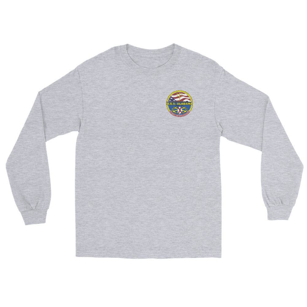 USS Alabama (SSBN-731) Ship's Crest Long Sleeve Shirt – front view, grey